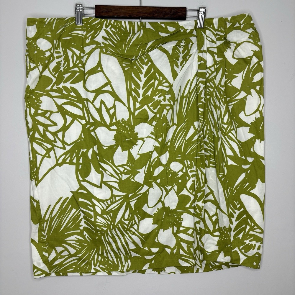 Lane Bryant Skirt‎ Women 24 Green Tropical Wrap Floral A-Line Mini Vacation